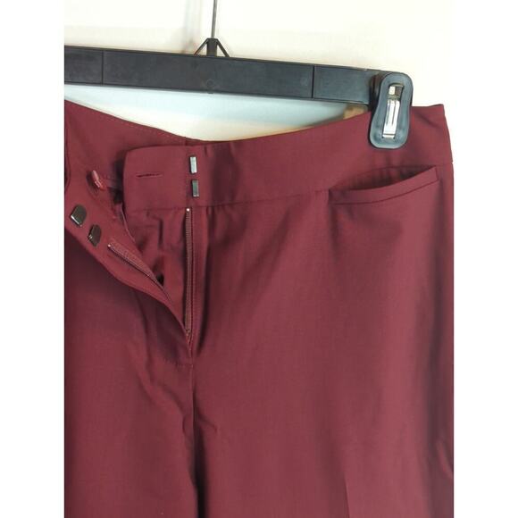 Lafayette 148 Burgundy Virgin Wool Blend Straight Leg Trouser Pants Size 10 - Picture 3 of 8